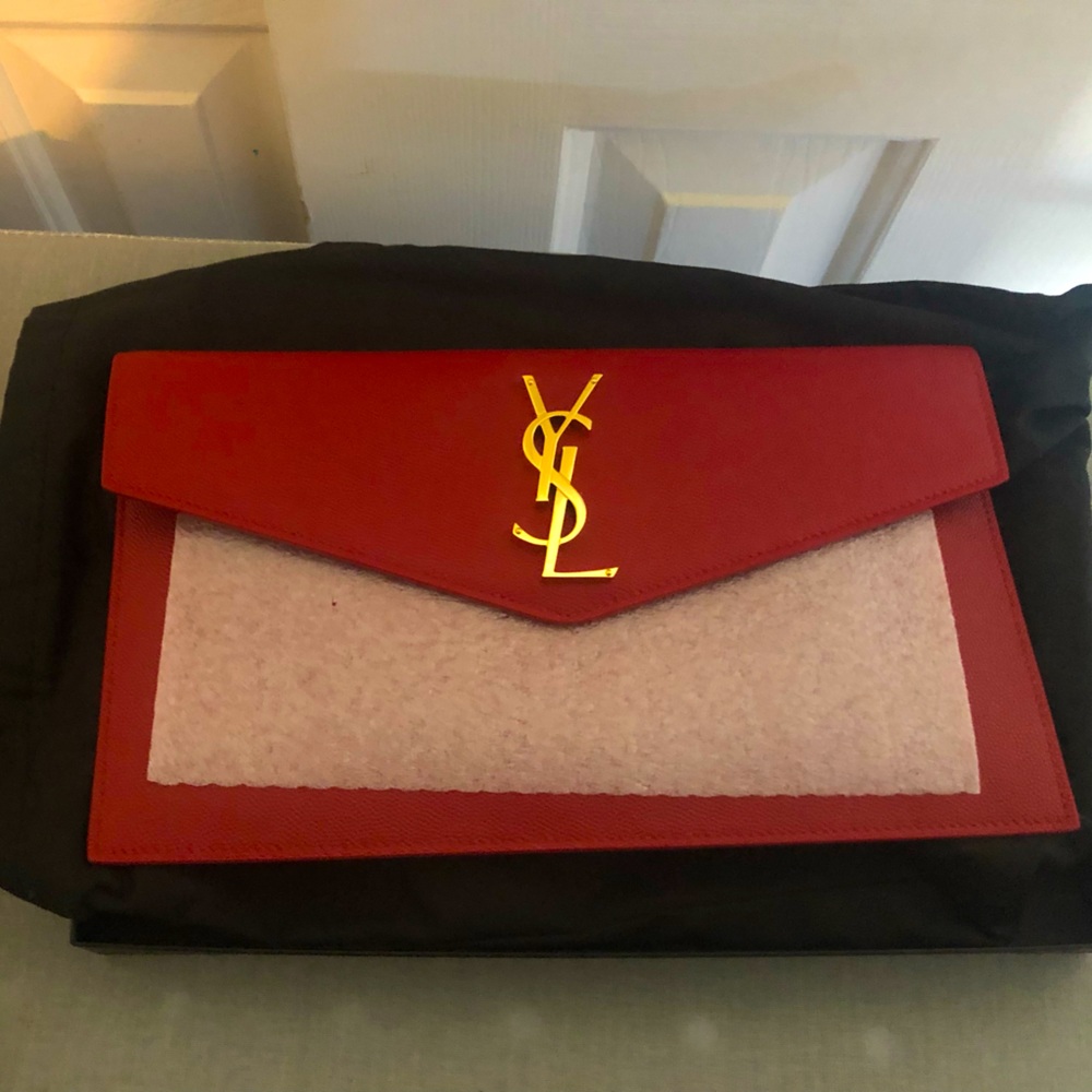 Brand New! Never worn YSL Uptown Clutch in Rouge/Red! $700 or best offer 🤗